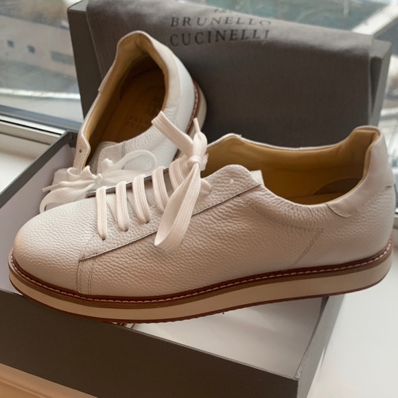 Brunello Cucinelli White Leather Sneakers - Picture 4 of 9